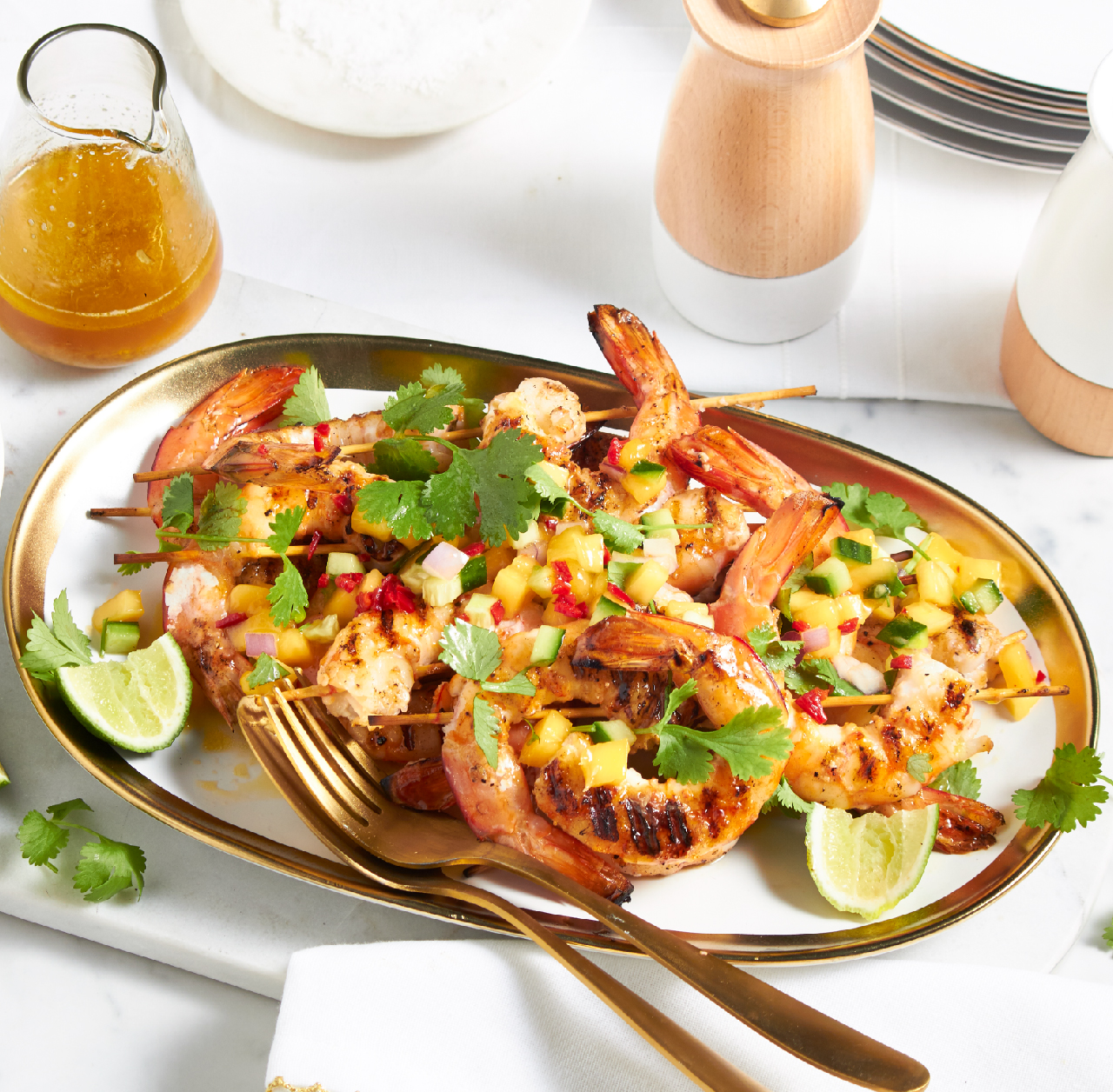 Easter Recipes: BBQ grilled prawns with mango salsa recipe